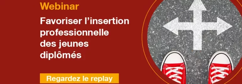 Affiche d'un webinar sur l'insertion professionnelle des jeunes diplômés
