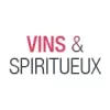 Texte 'Vins & Spiritueux' en rouge et noir.